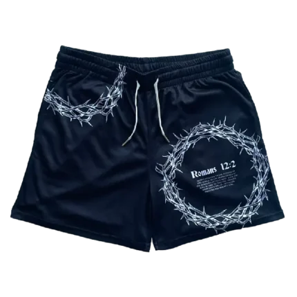 Saint Kaizen Crown of Thorns Mesh Shorts Black (1)